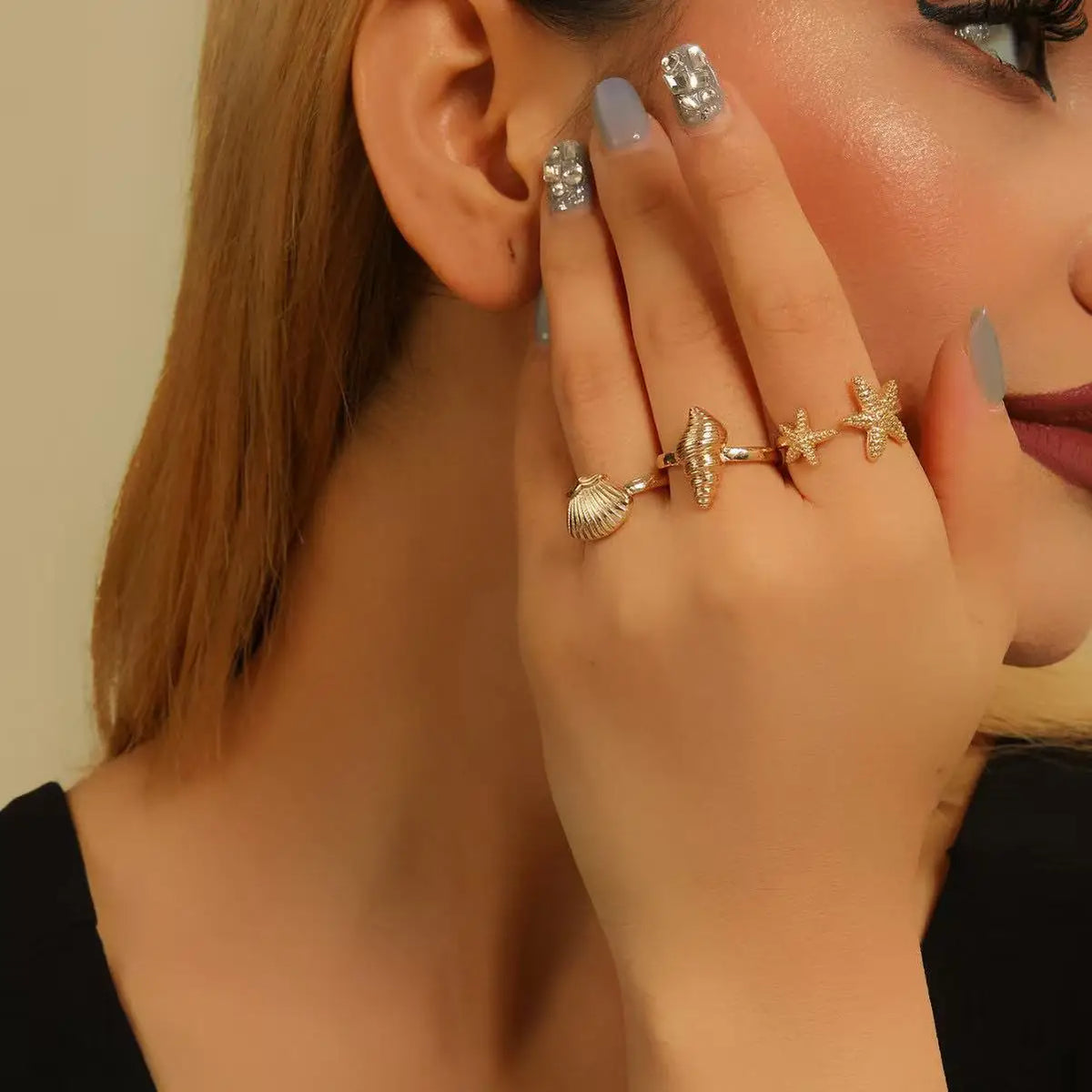 Golden Conch Stacker rings