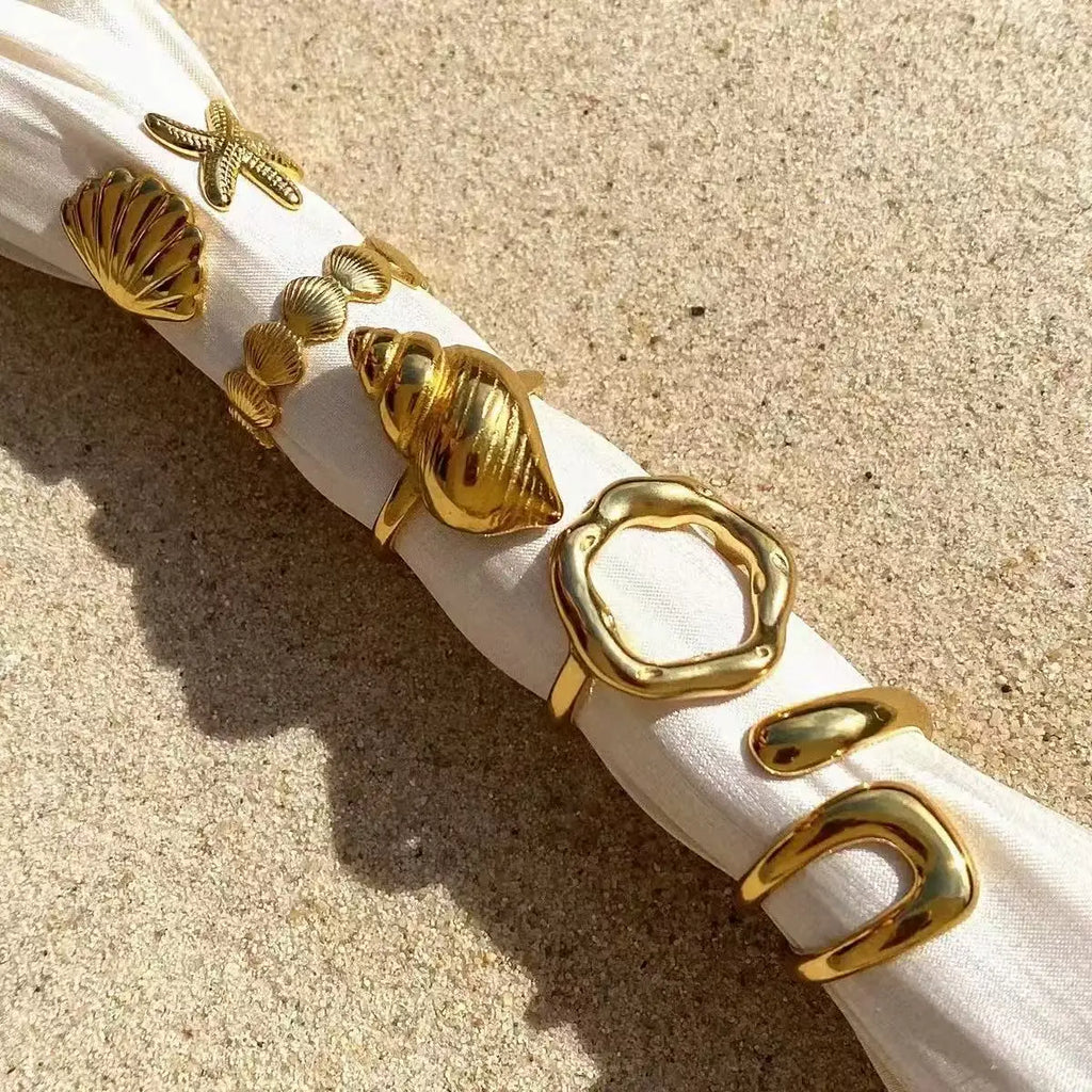 Golden Conch Stacker rings