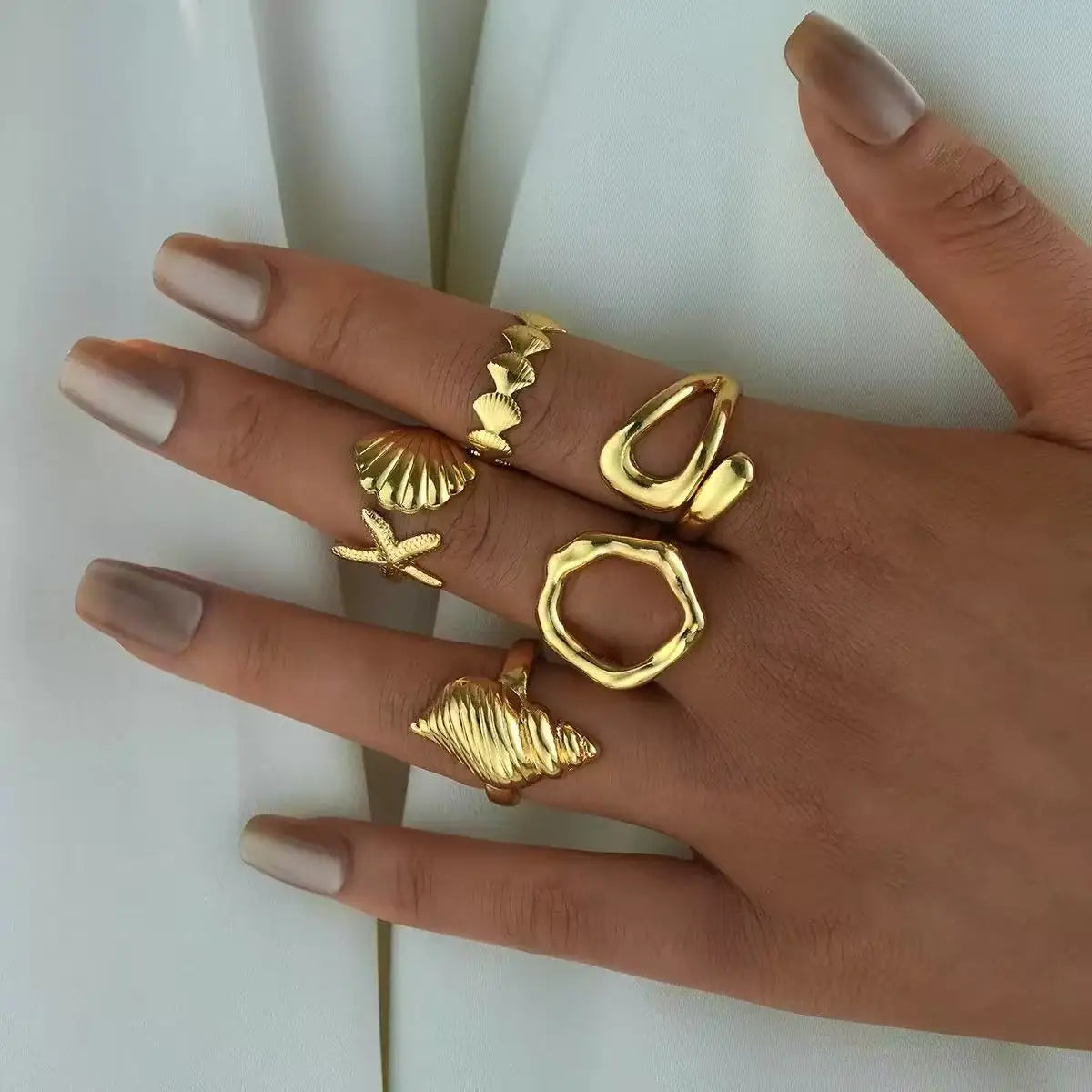 Golden Conch Stacker rings